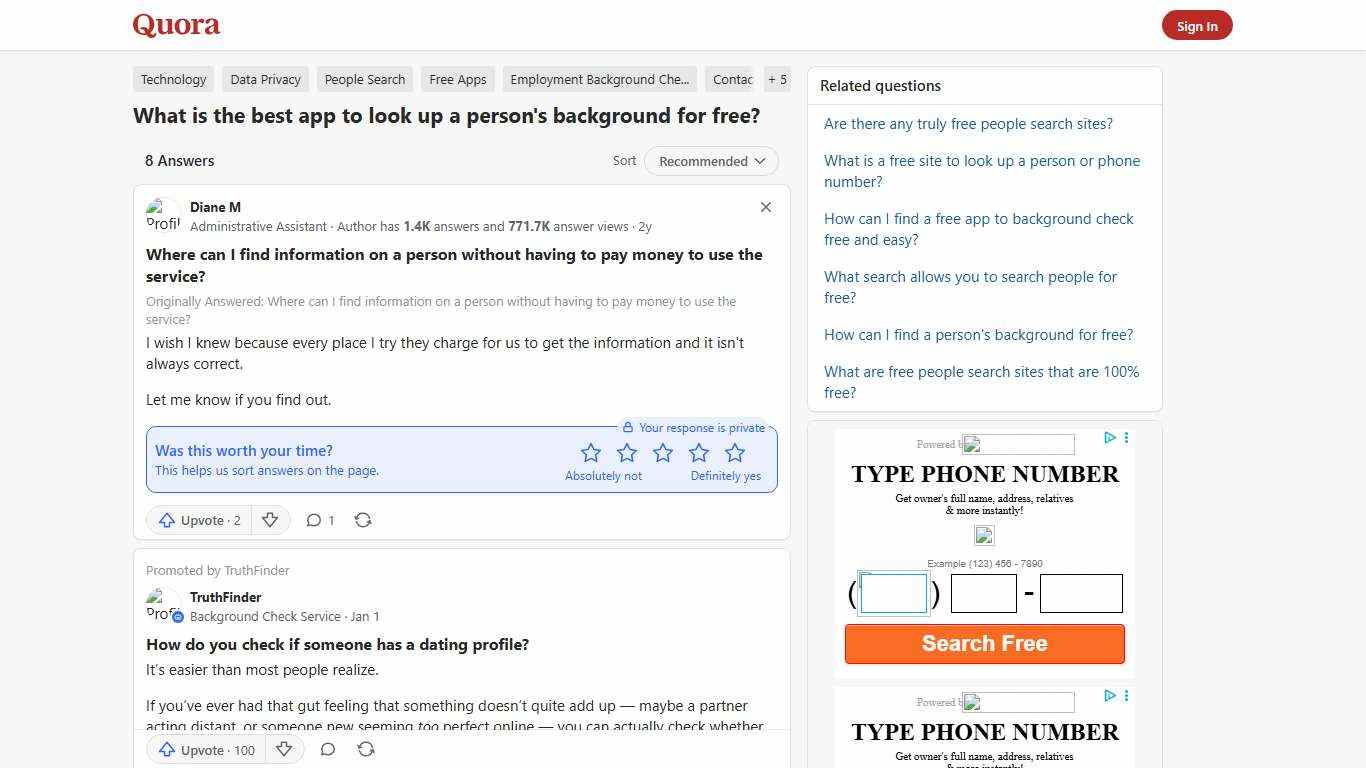 What is the best app to look up a person's background for free? - Quora